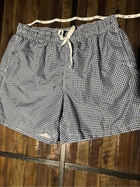 O'Neill Navy and White Gingham Drawstring Athletic Shorts